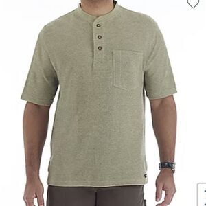 Smith's Workwear Extended Tail Short Sleeve Pocket Gusset Henley Sage Heather XL